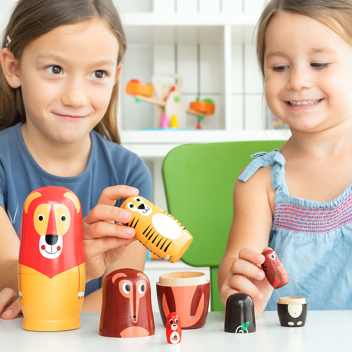 Matryoshka dyrefigurer i træ Funimals InnovaGoods 11 Dele